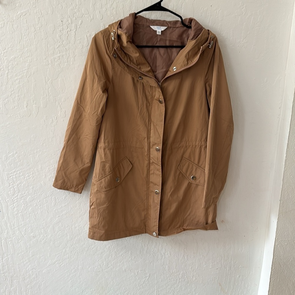 Time and Tru Tan Camel Brown Anorak Lightweight Jacket Hooded XS - Picture 2 of 6